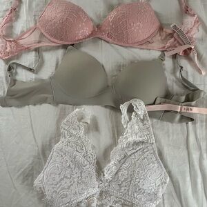 Victoria's Secret Pink, Gray bras and Amazon white lace bralette